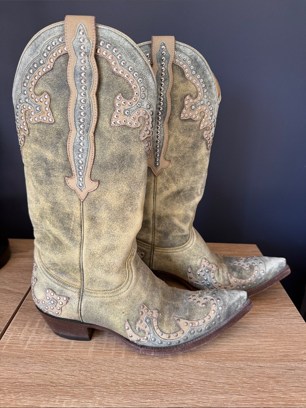 Vintage Old Gringo Green Suede Western Boots